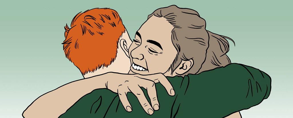 Billeder viser to mennesker der krammer hinanden