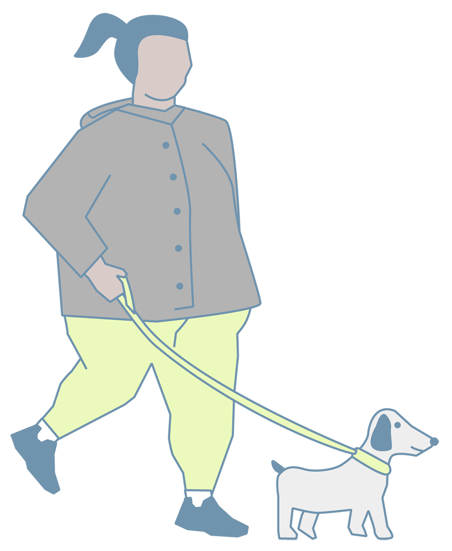 graifsk fremstilling af dame med hund